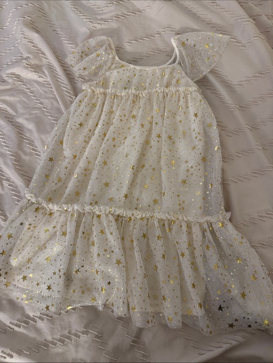 The Children's Place Other - The Children's Place Ivory Tulle Dress with Gold Stars